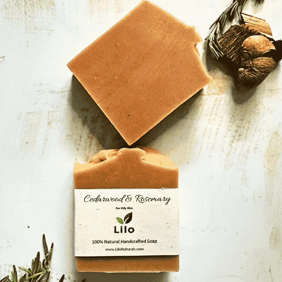 Cedarwood Rosemary Bar Soap for Oily Skin with Charcoal & Honey
