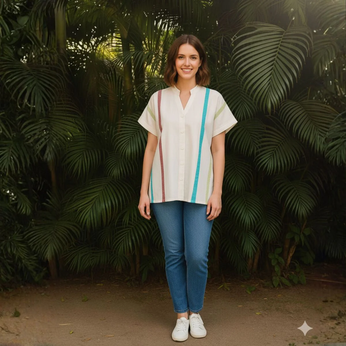 Celest White Organic Cotton Statement Shirt for Women
