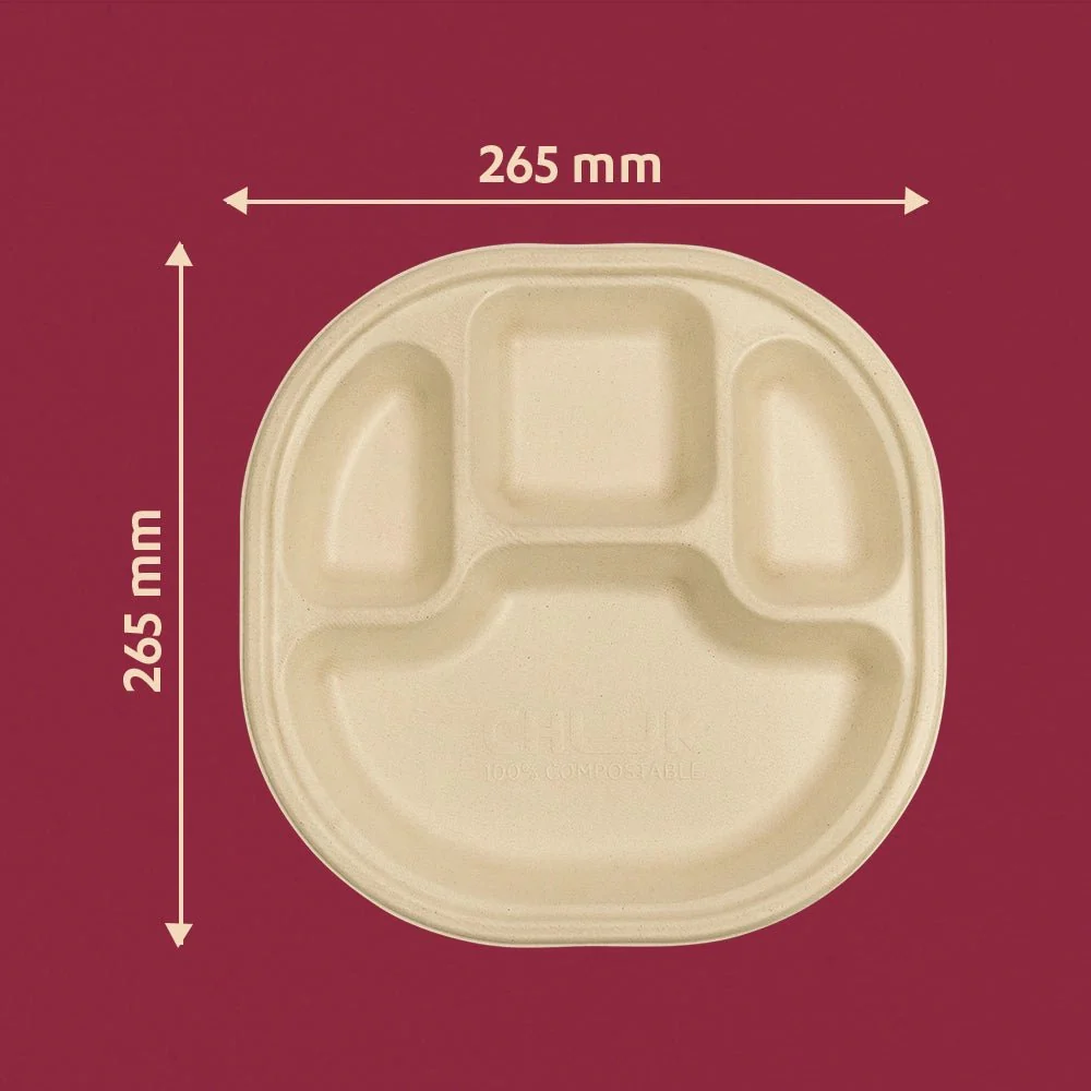 Multi-Compartment Disposable Chausar Meal Tray | Pack of 25 - Image 4