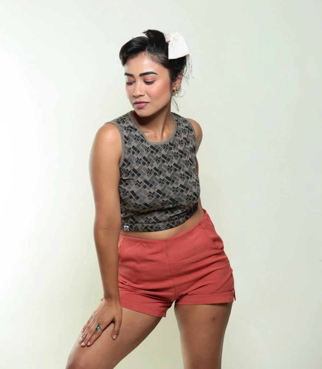 Checkered GOTS Certified Organic Cotton Crop Top - Image 5