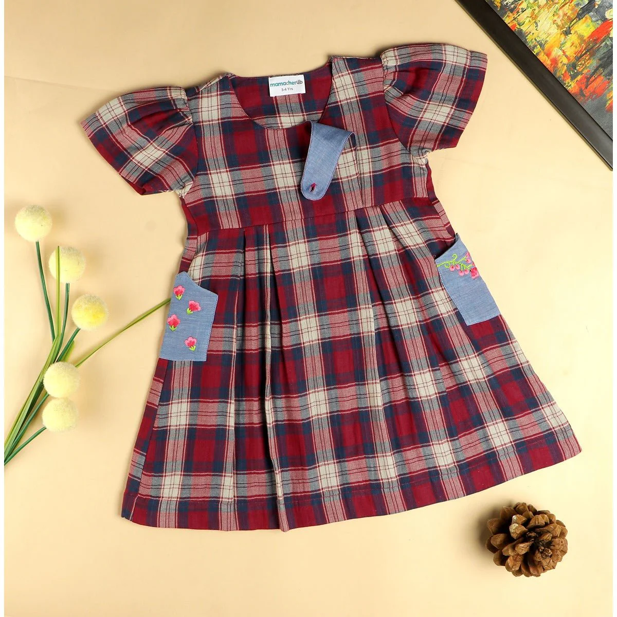 Checkered Rabbit Dress | Soft Cotton Dress for Girls