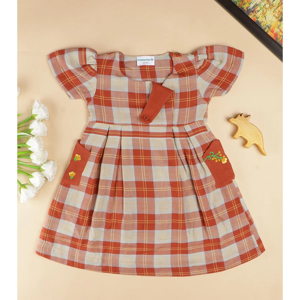 Checkered Rabbit Dress | Soft Cotton Dress for Girls - Image 5
