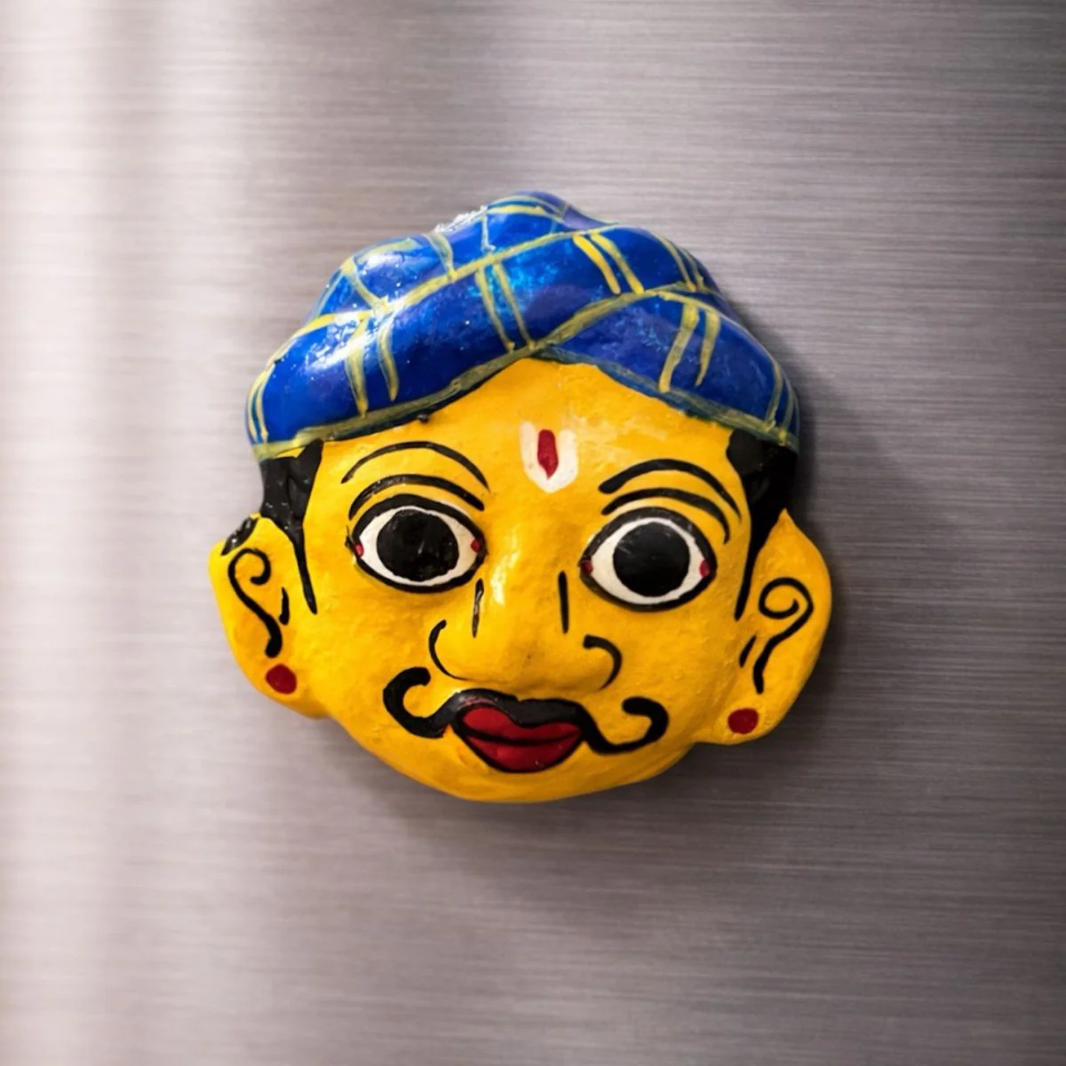 Cheriyal Art Magnet – Man | Handcrafted Traditional Fridge Decor - Image 2