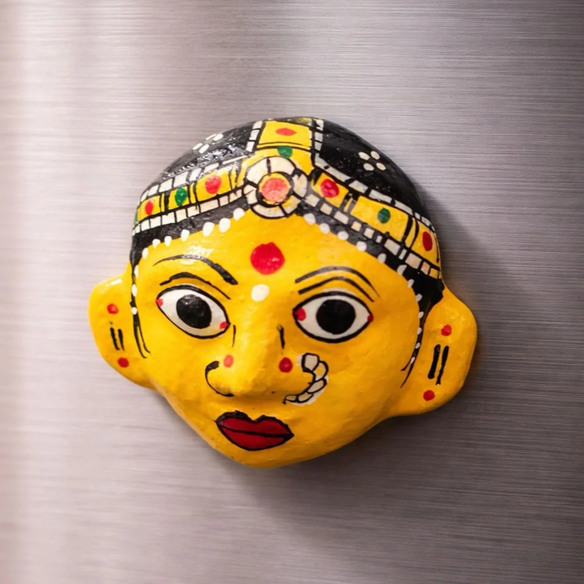 Cheriyal Women Magnet | Handcrafted Indian Folk Art Fridge Magnet - Image 2
