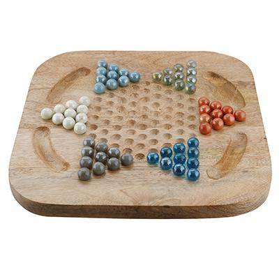 Chinese Checkers Brainvita Game Set with 12-inch Wooden Board - Image 2