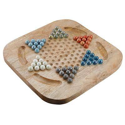 Chinese Checkers Brainvita Game Set with 12-inch Wooden Board - Image 3