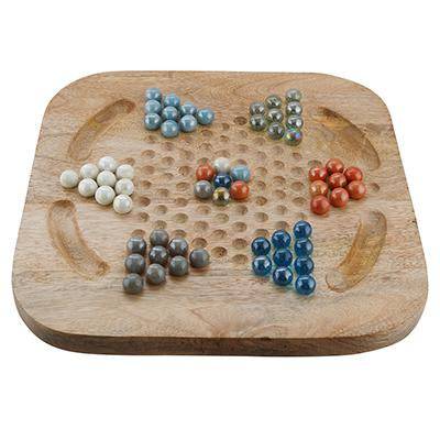 Chinese Checkers Brainvita Game Set with 12-inch Wooden Board - Image 4