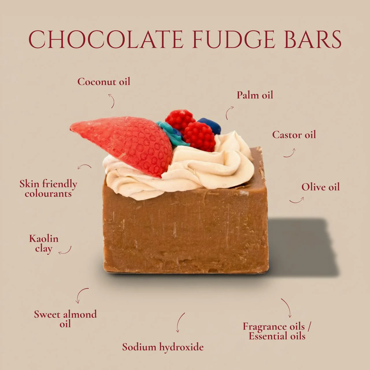Chocolate Fudge Bars- Dessert Scented Handmade Soap Set - Image 2