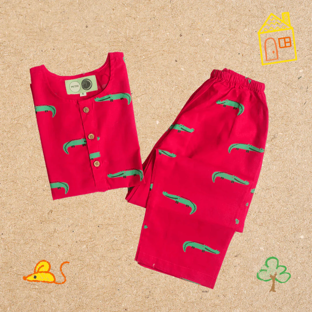 Christmas Crocodile- Unisex Kids Cotton Nightwear - Image 3