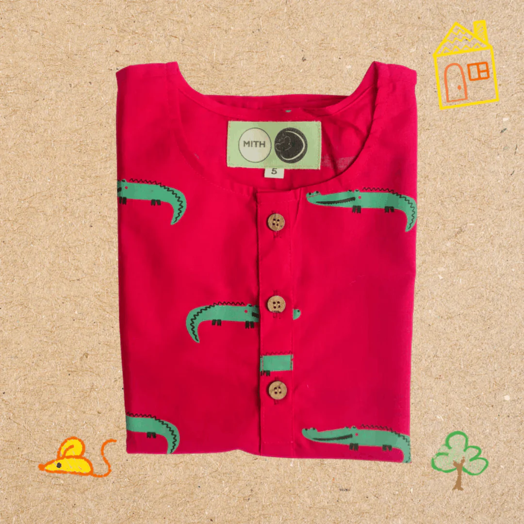 Christmas Crocodile- Unisex Kids Cotton Nightwear - Image 6