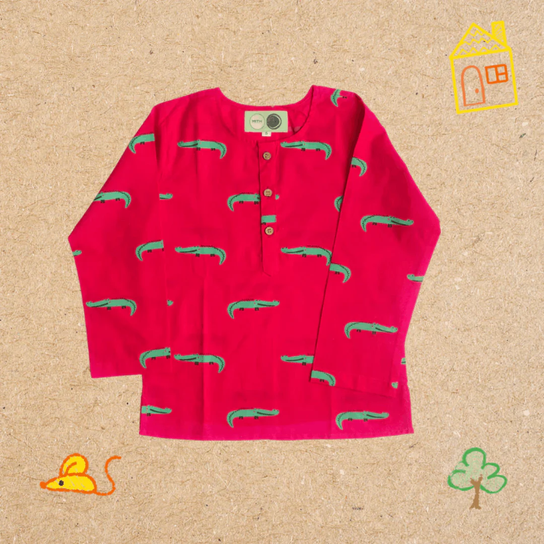 Christmas Crocodile- Unisex Kids Cotton Nightwear - Image 7