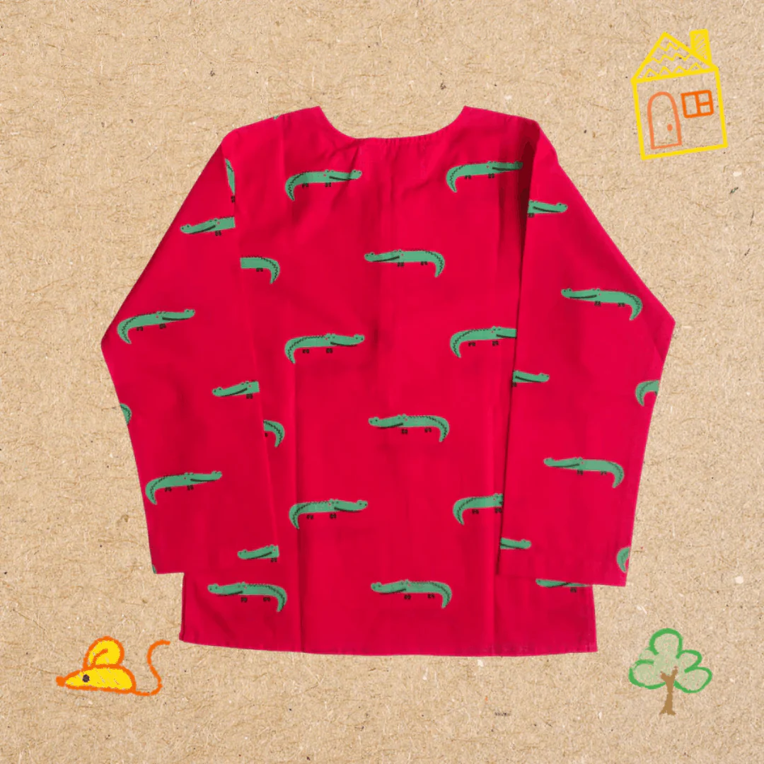 Christmas Crocodile- Unisex Kids Cotton Nightwear - Image 8
