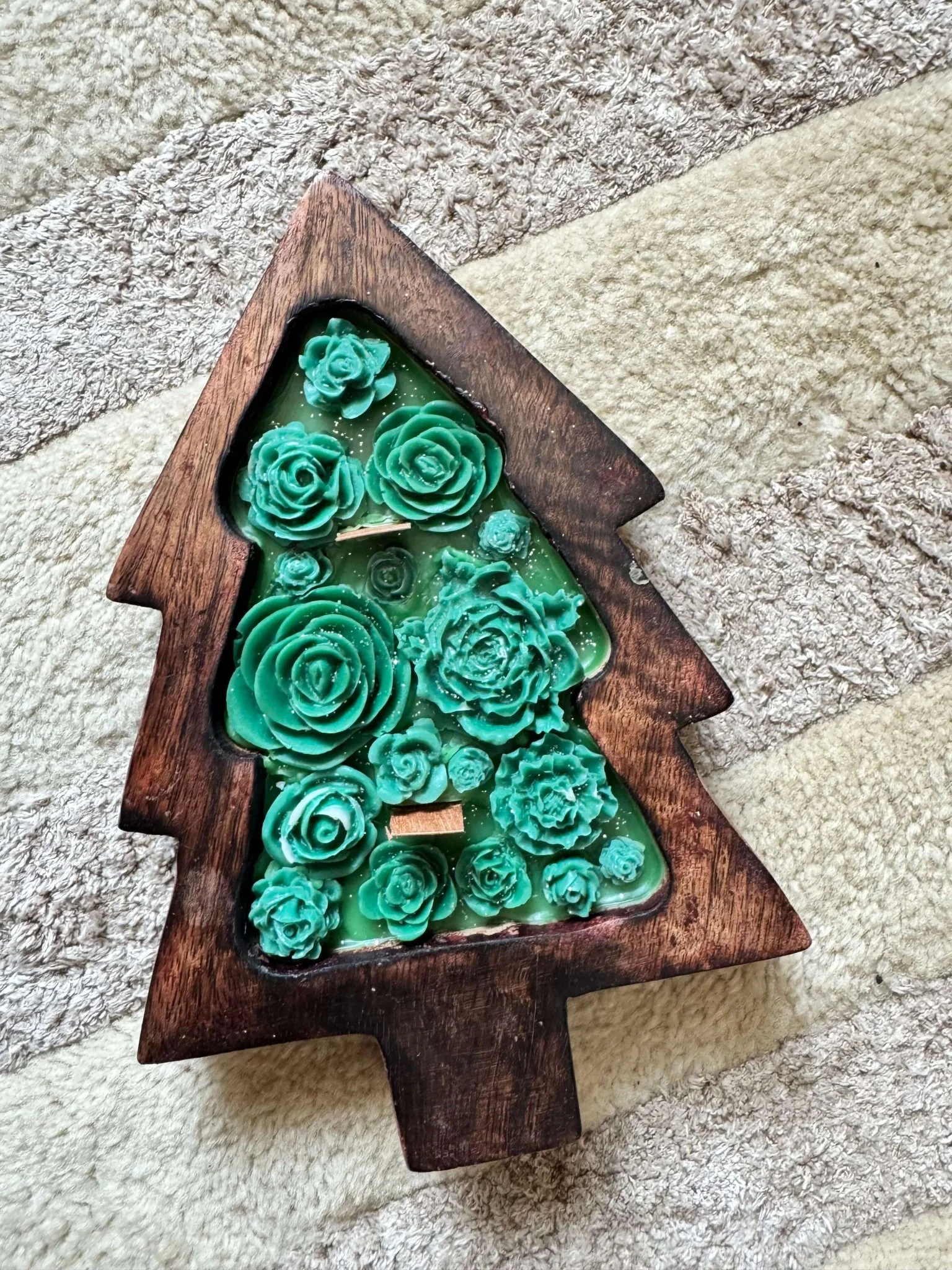 Wooden Christmas Tree Candle | Festive Holiday Décor Candle - Image 2