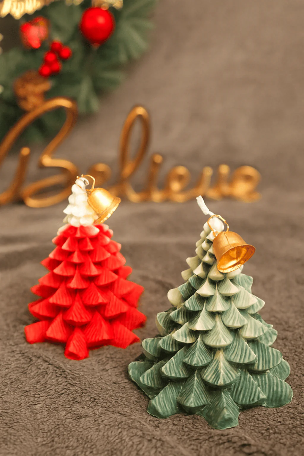 Christmas Tree Candle – Set of 2 | Festive Decorative Candles - Image 2