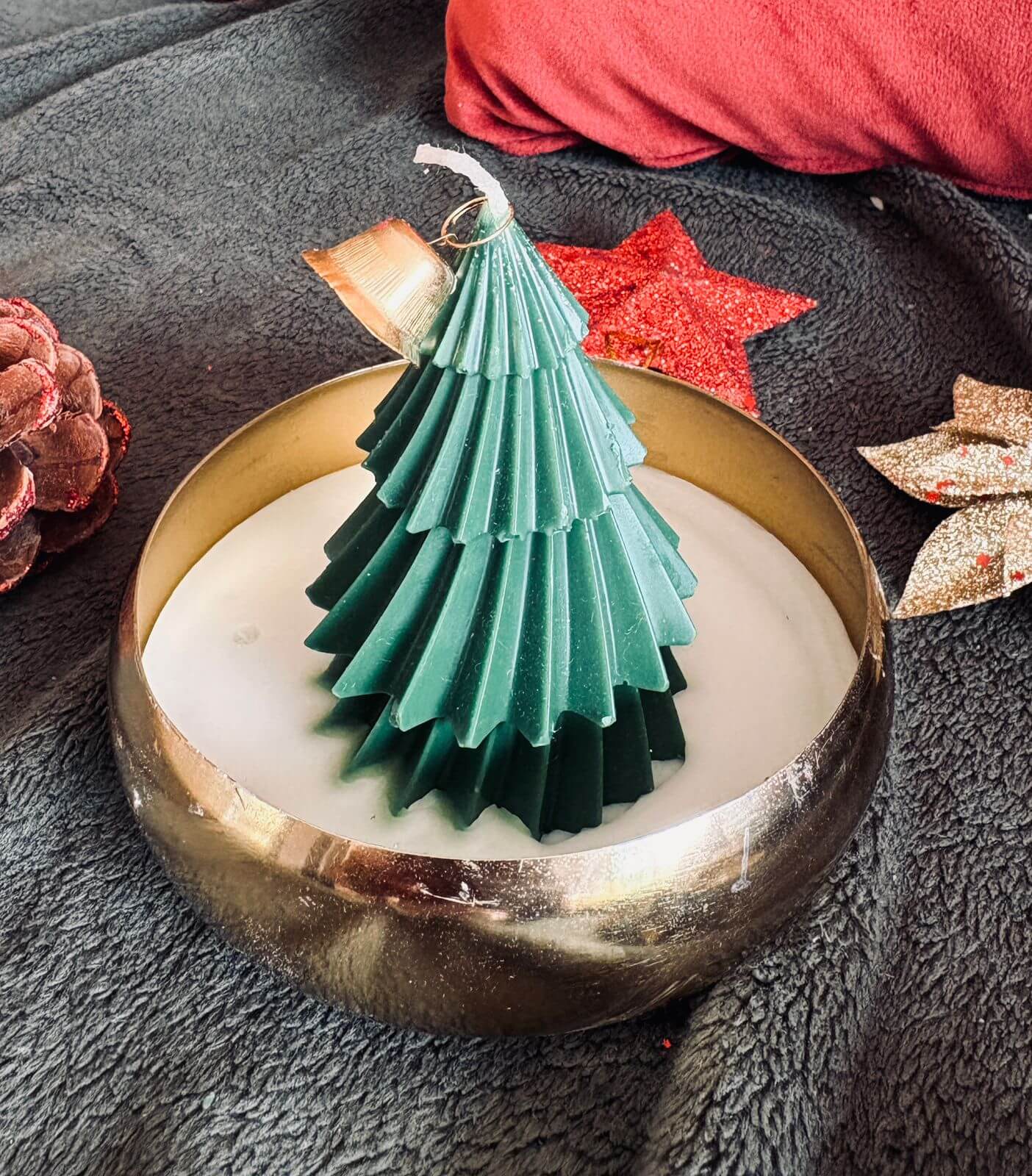 Christmas Tree Urli Candle | Festive Decorative Candle Bowl - Image 2