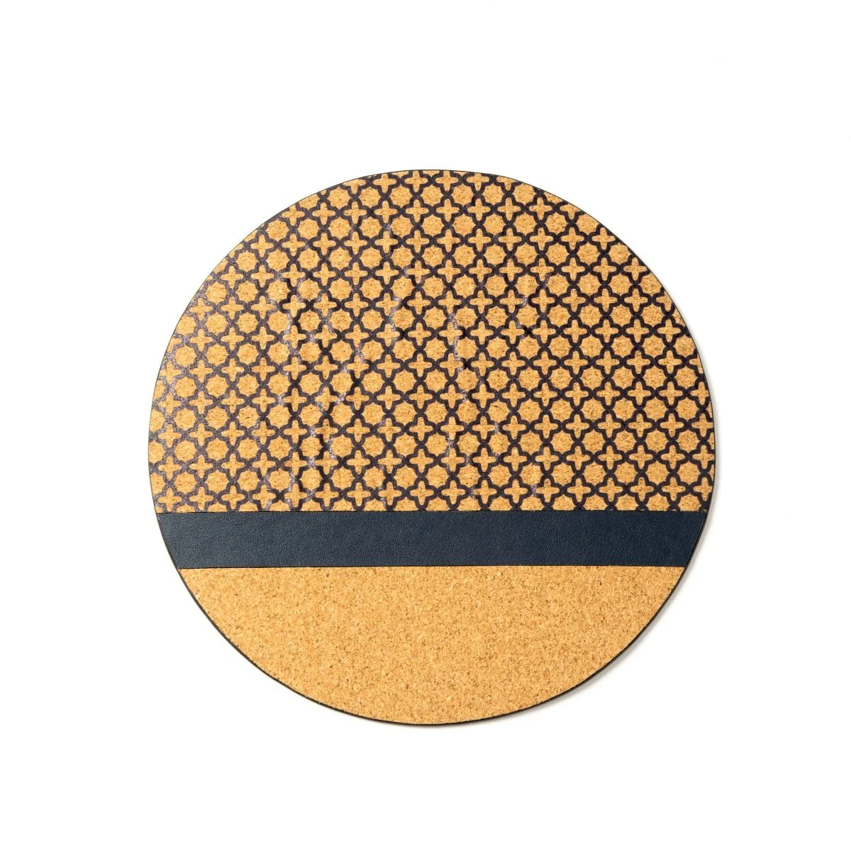 Circular Mouse Pad – Plant Leather & Cork (Blue & Cork)
