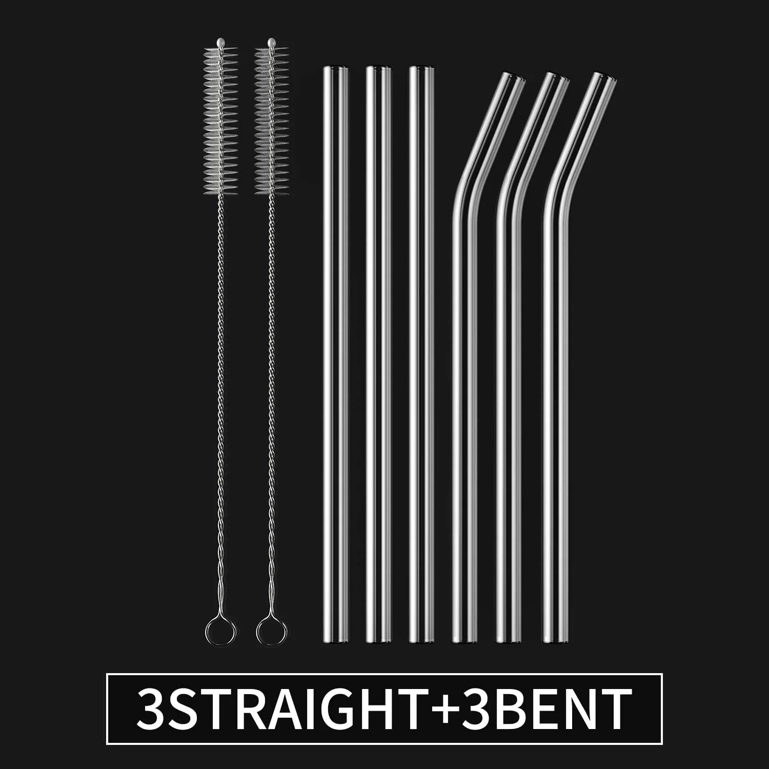 Clear Transparent Glass Straws with Cleaning Brush – Set of 6 - Image 6
