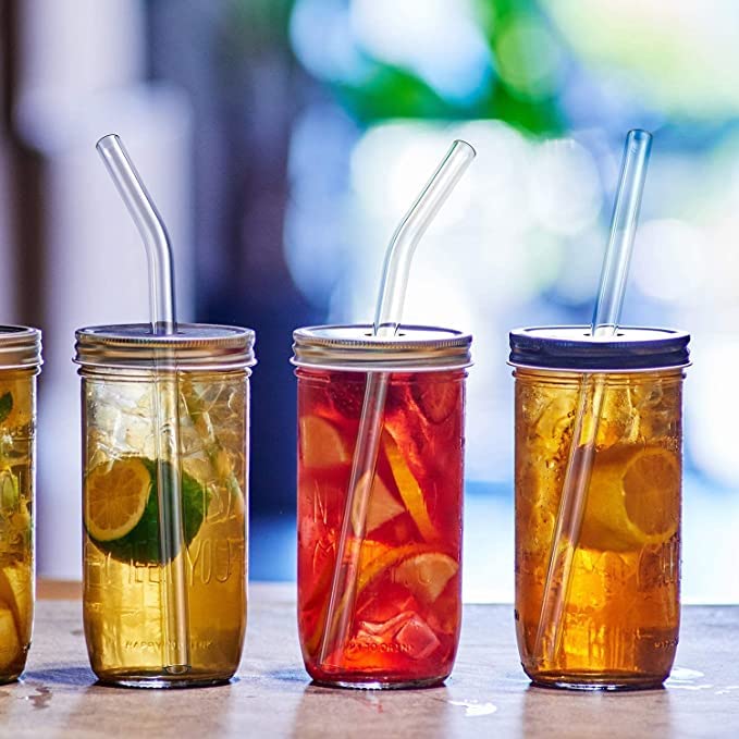 Clear Transparent Glass Straws with Cleaning Brush – Set of 6 - Image 8