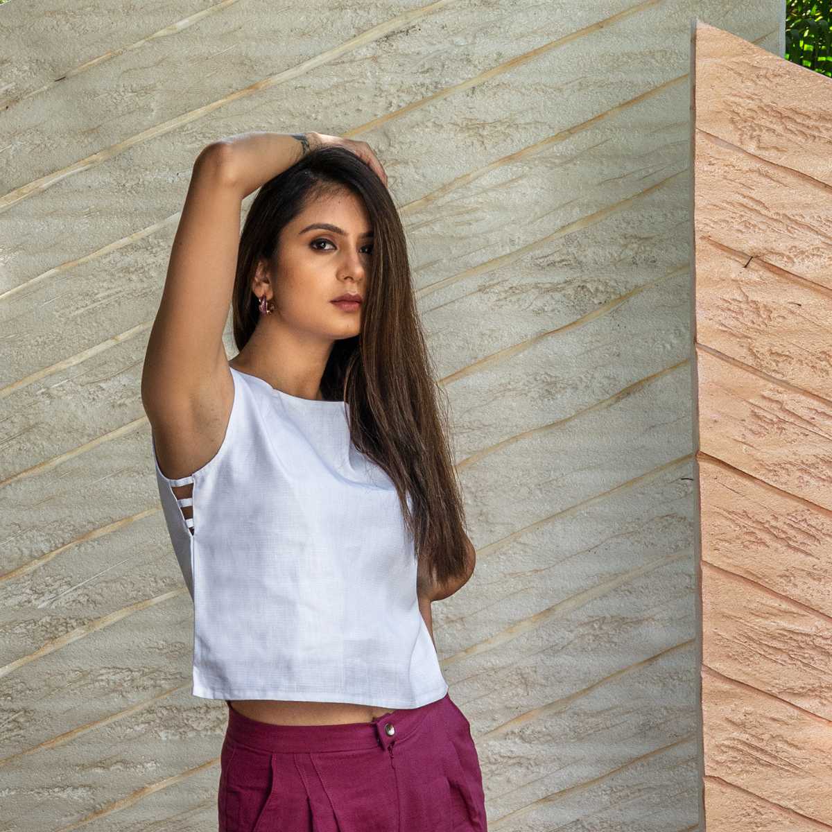 Cloud9 White Hemp Crop Top For Women | Sustainable Wear - Image 3