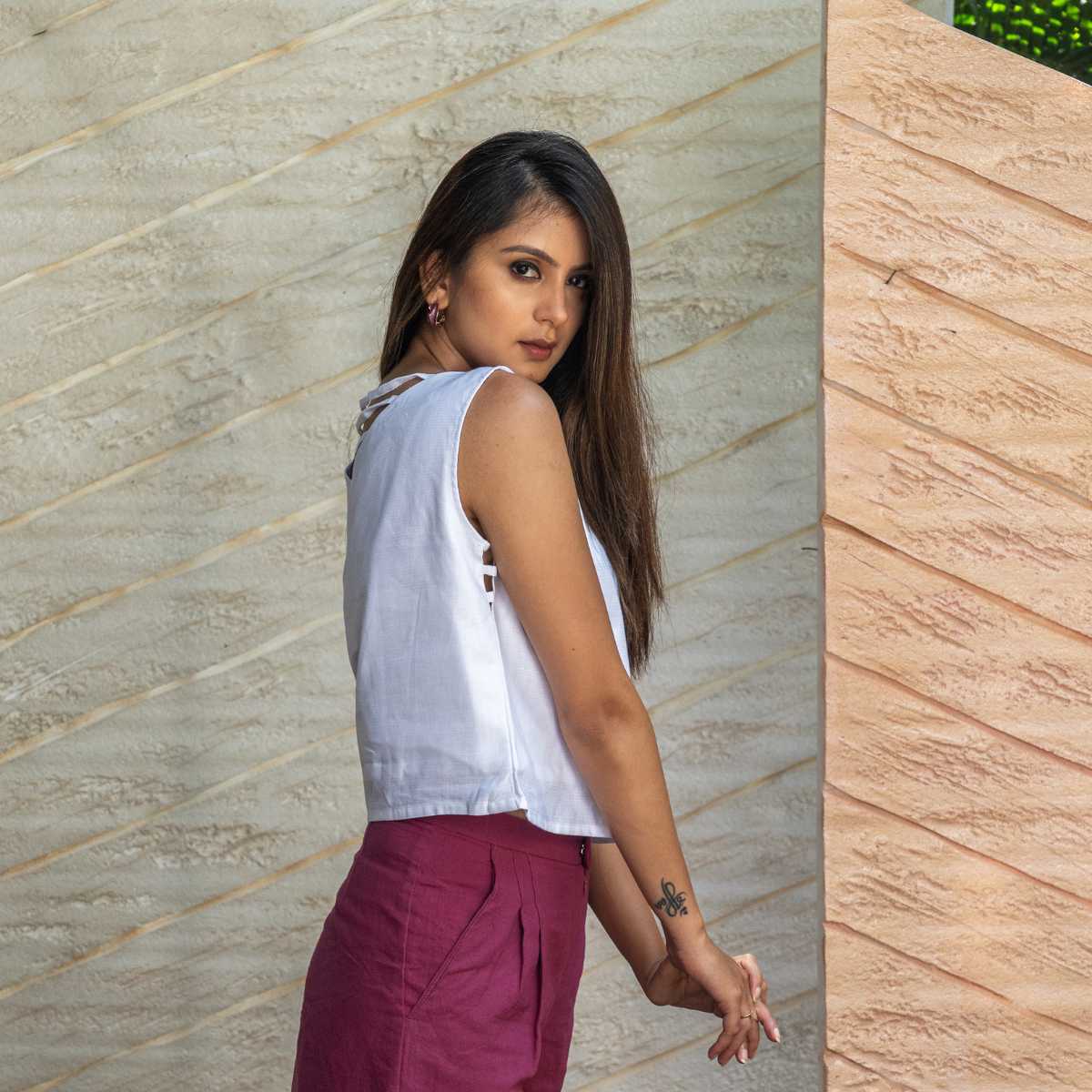 Cloud9 White Hemp Crop Top For Women | Sustainable Wear - Image 4