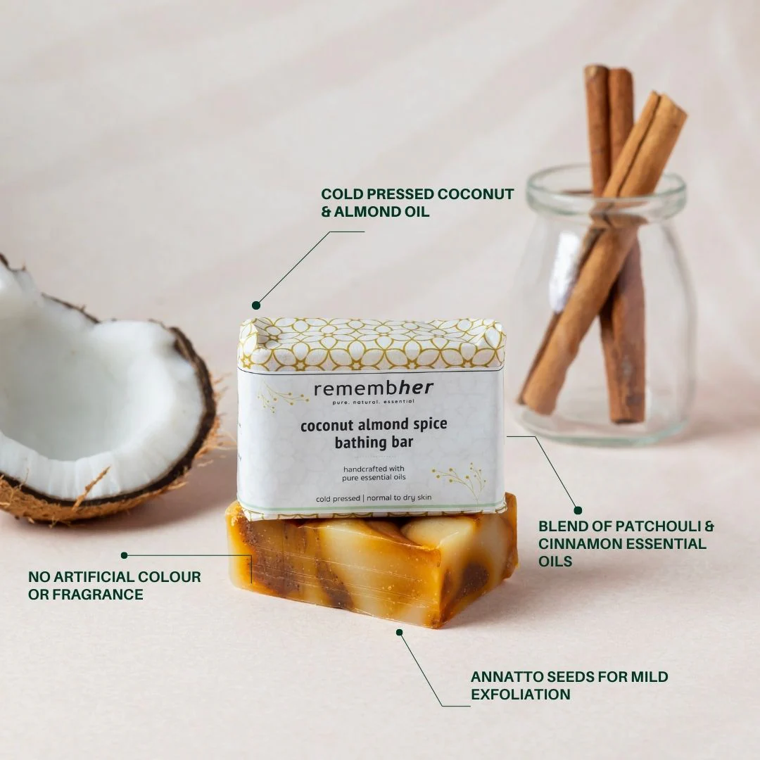 Coconut Almond Spice Exfoliating Bathing Bar Soap - 75g - Image 2