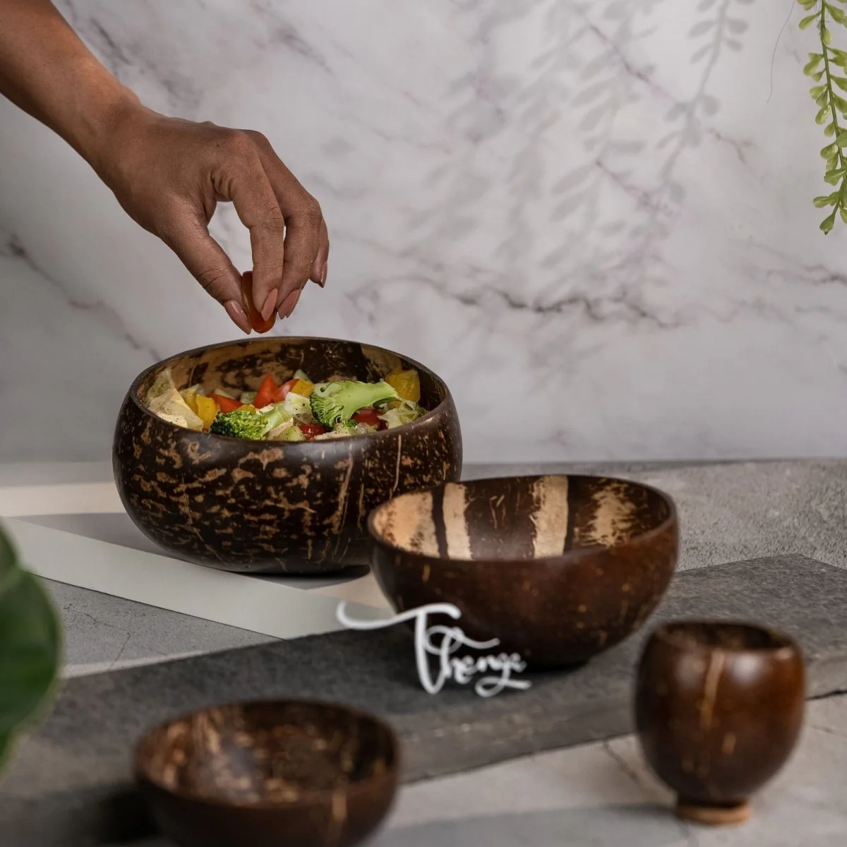 Coconut Bowl Set | Jumbo, Medium & Mini Bowl + Coconut Cup - Image 4