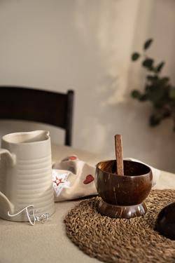 Coconut Shell Artisan Soup Bowl & Soup Spoon, 350 mL - Image 3
