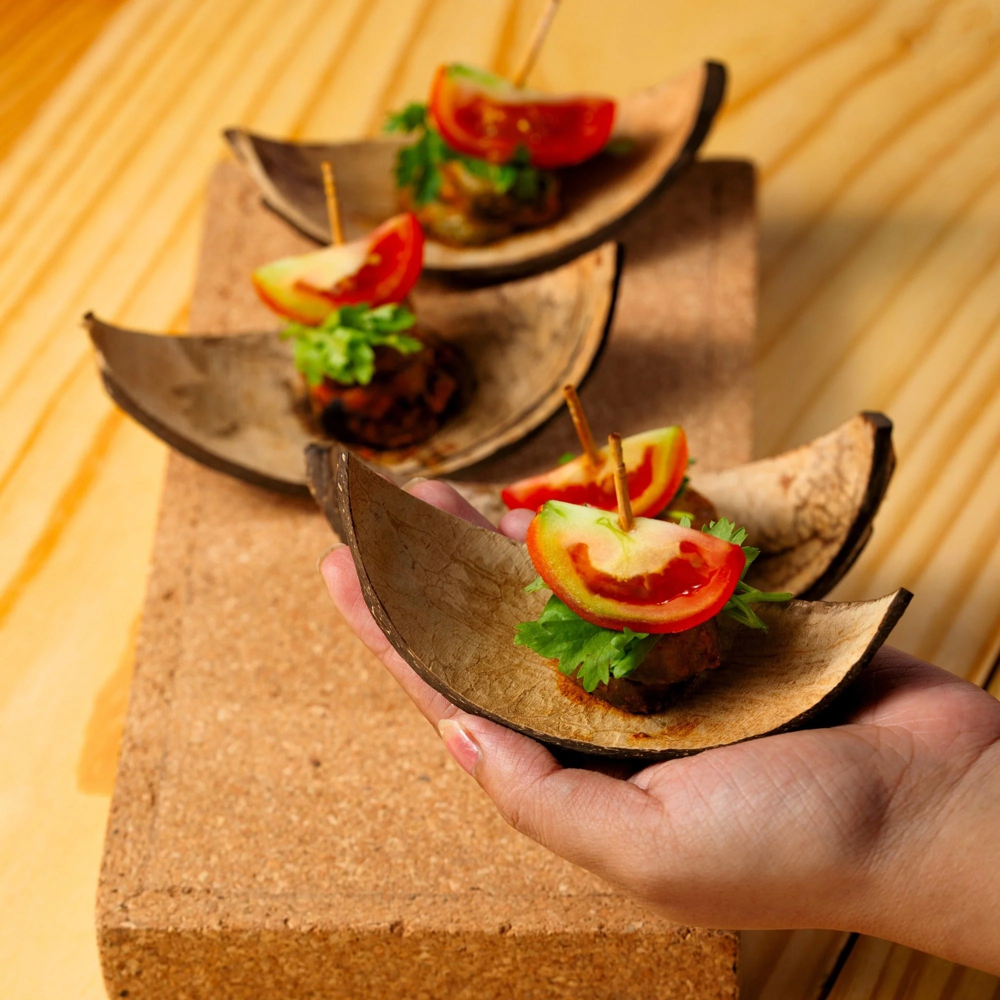 Coconut Shell Boats | Eco-Friendly Handcrafted Serving Set of 10