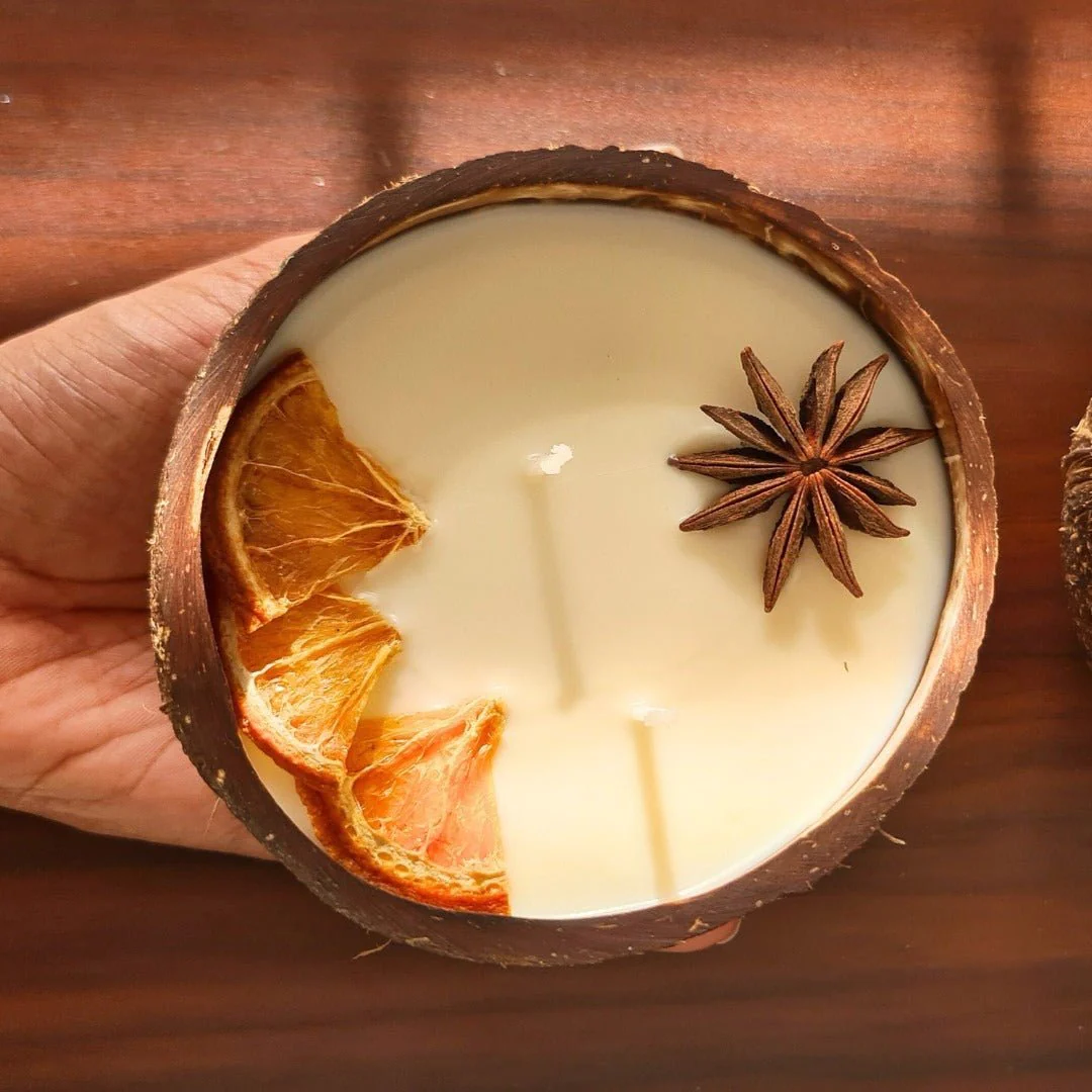 Coconut Shell Candle/Diya | Eco-Friendly Candles (Set of 1)