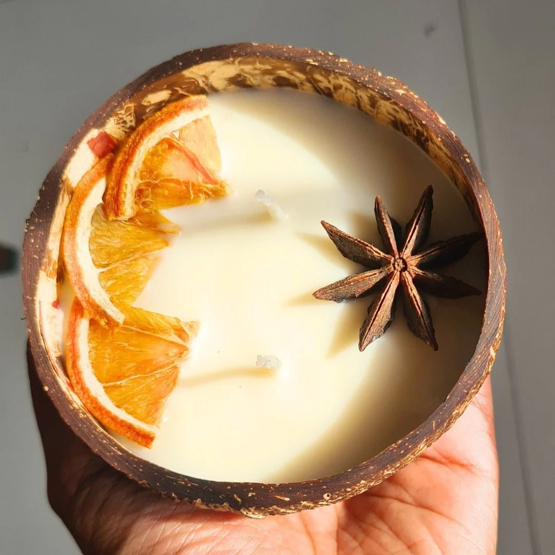 Coconut Shell Candle/Diya | Eco-Friendly Candles (Set of 1) - Image 4