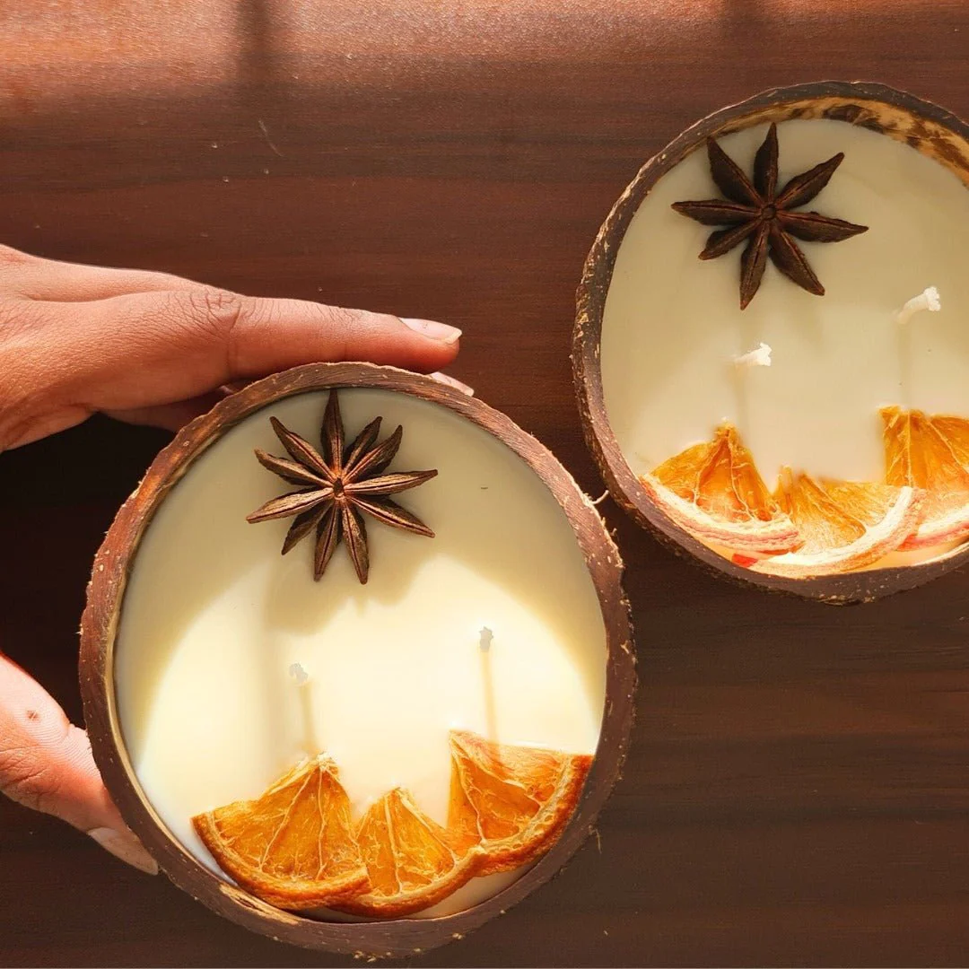 Coconut Shell Candle/Diya | Eco-Friendly Candles (Set of 1) - Image 5