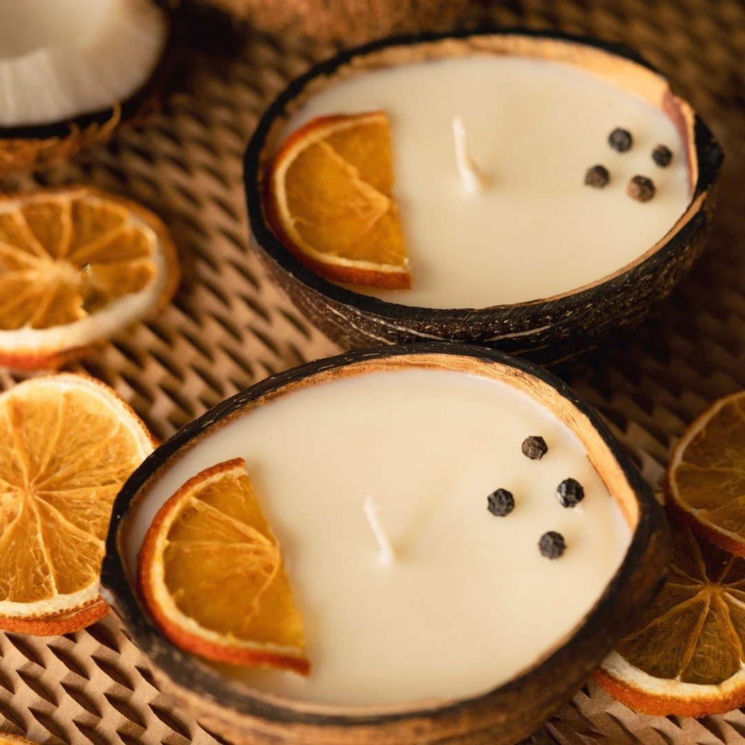 Coconut Shell Candle/Diya | Eco-Friendly Scented Soy Wax