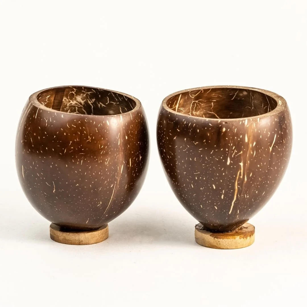 Coconut Shell Cup ( Brown, 200ml ) - Pack of 2 - Image 4