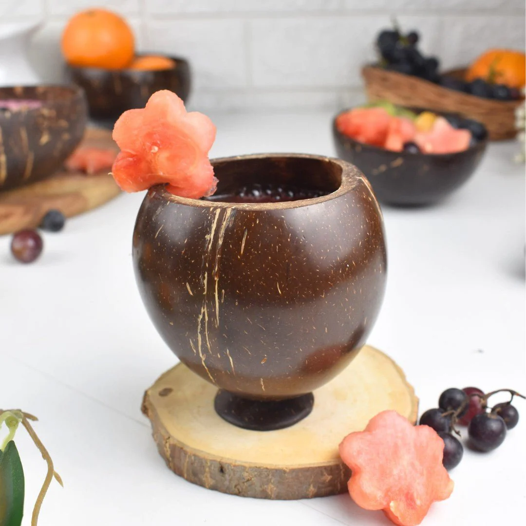 Coconut Shell Cup ( Brown, 200ml ) - Pack of 2 - Image 5