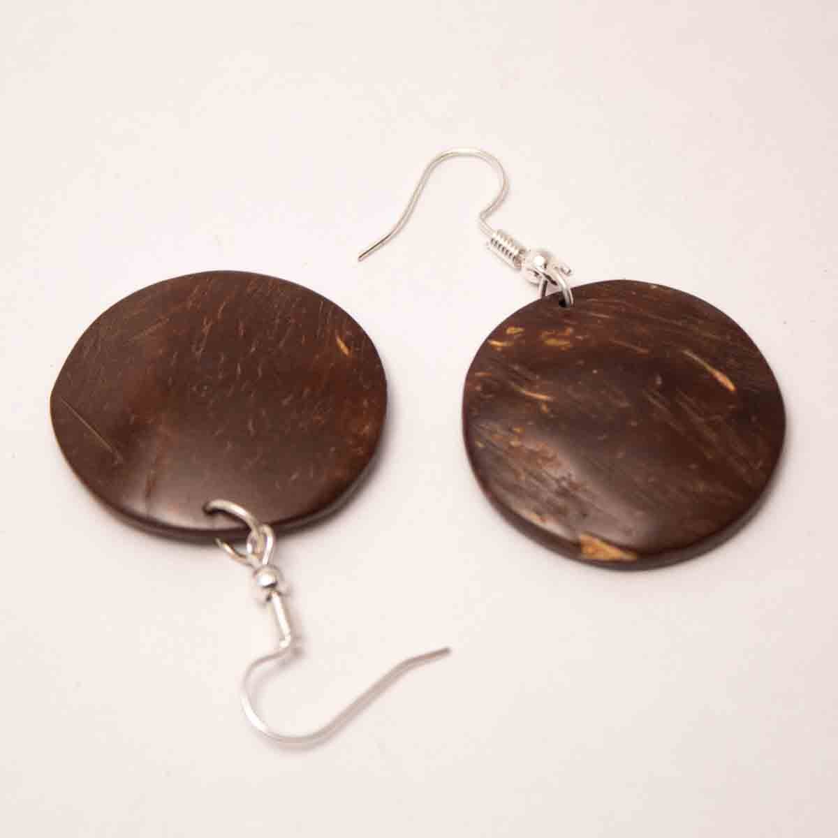 Coconut Shell Earrings Round Shape - Image 2