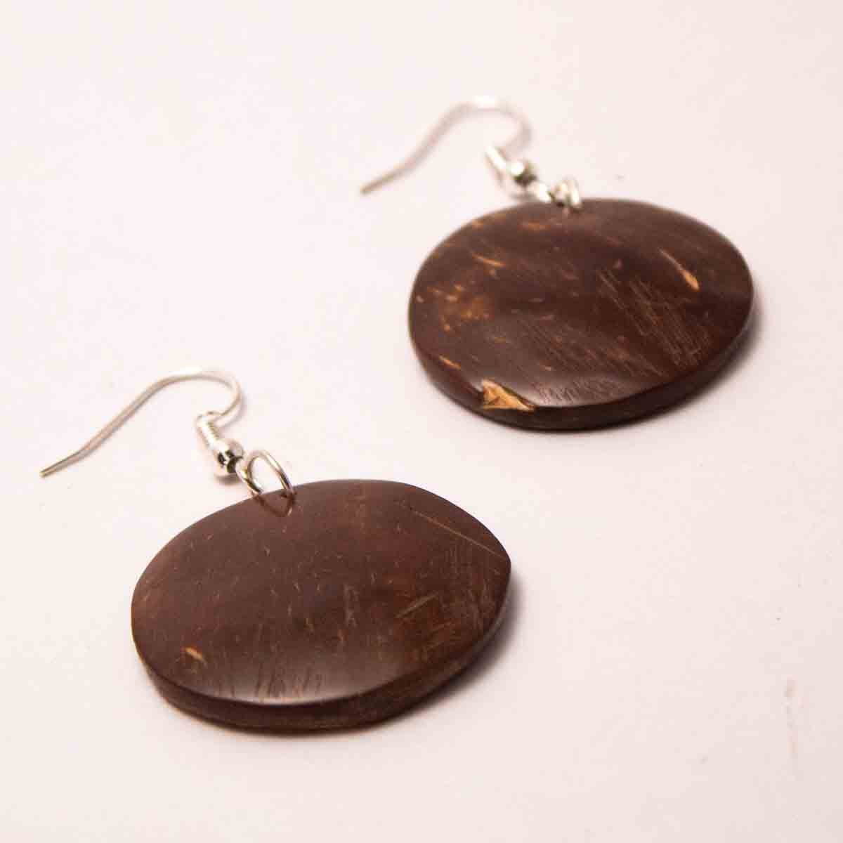 Coconut Shell Earrings Round Shape - Image 3