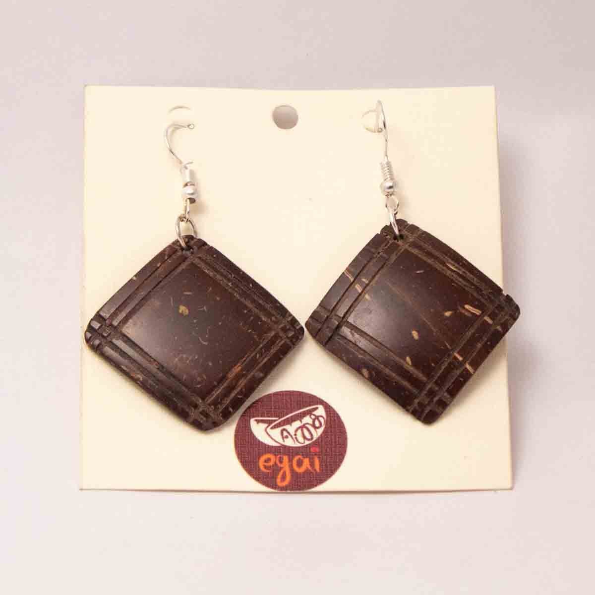 Coconut Shell Earrings Squre Shape