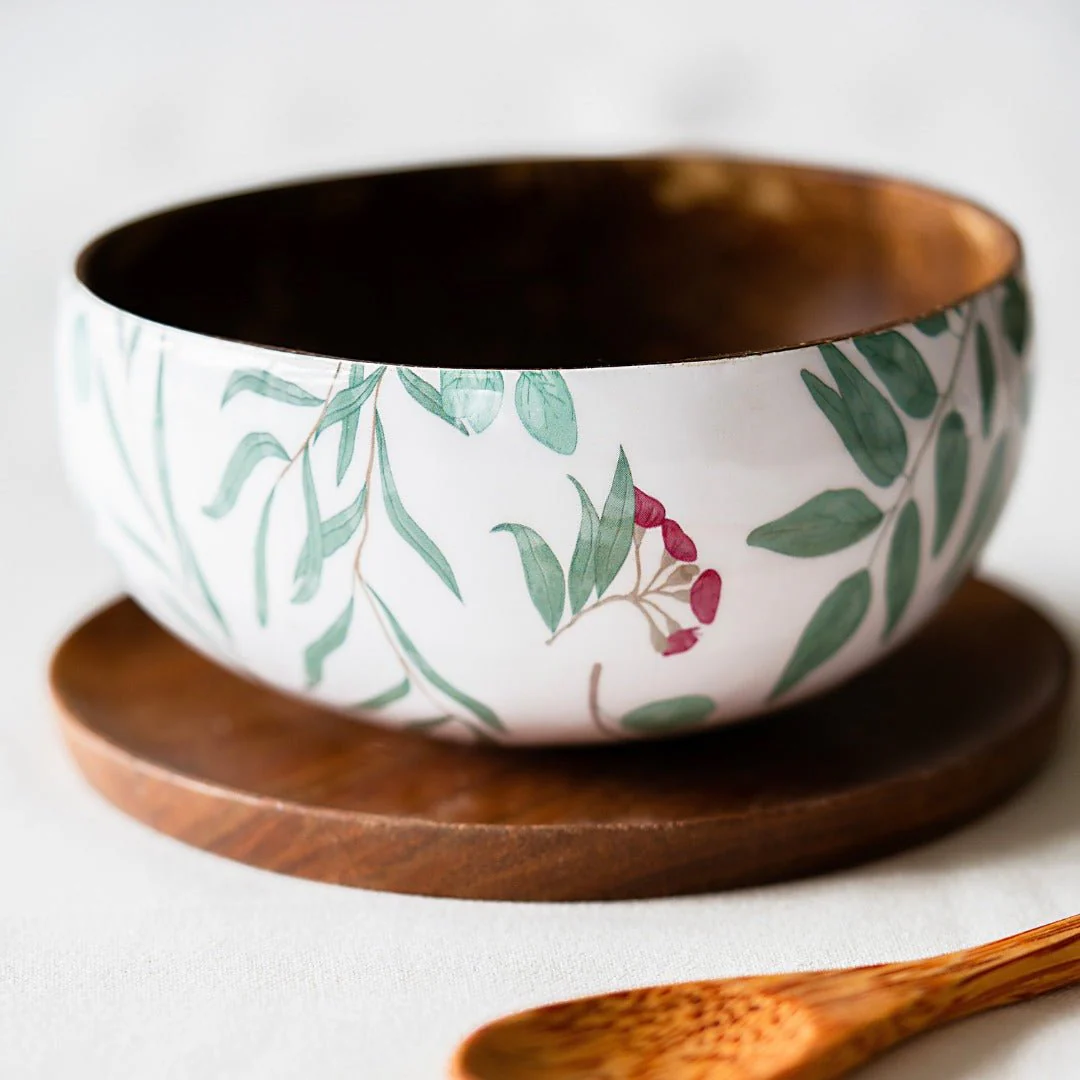 Coconut Shell Enamel Bowl for Serving Smoothie Decorative Bowl - 500ml - Image 2