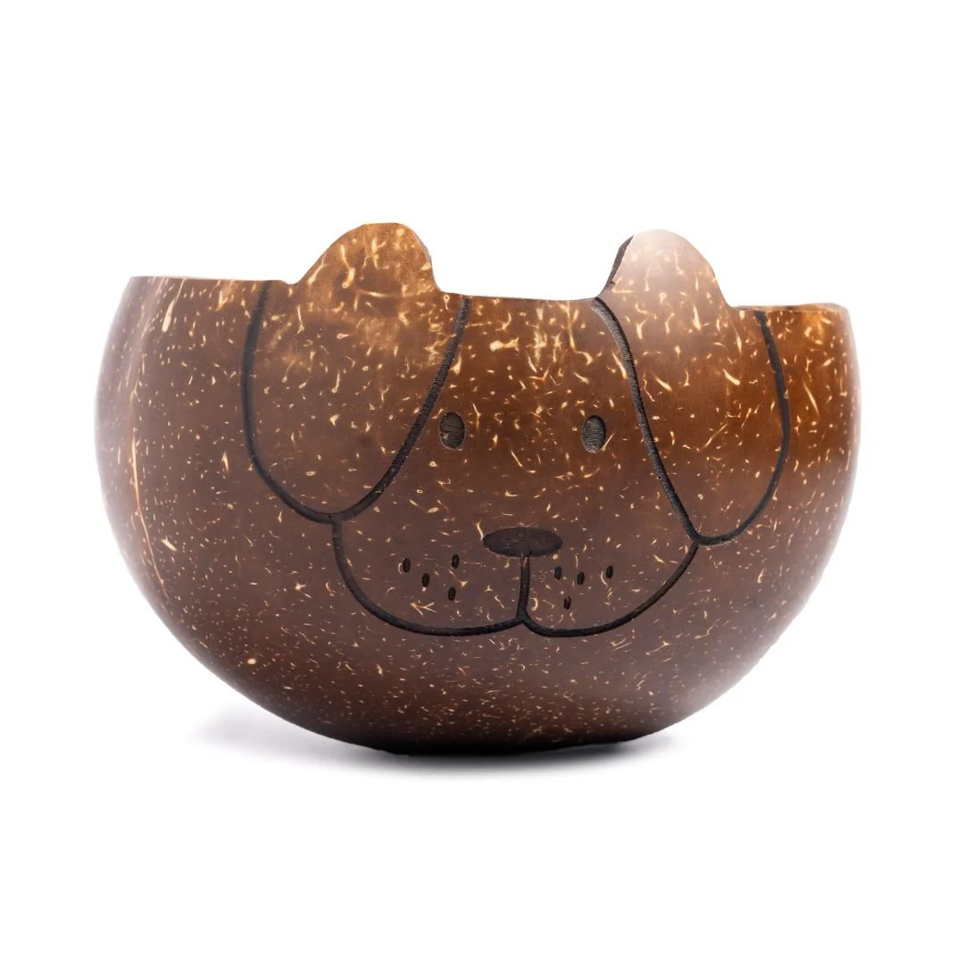 Coconut Shell Kids Serving Bowl | Animal Design - DOG 350ml (Set of 1) - Image 2