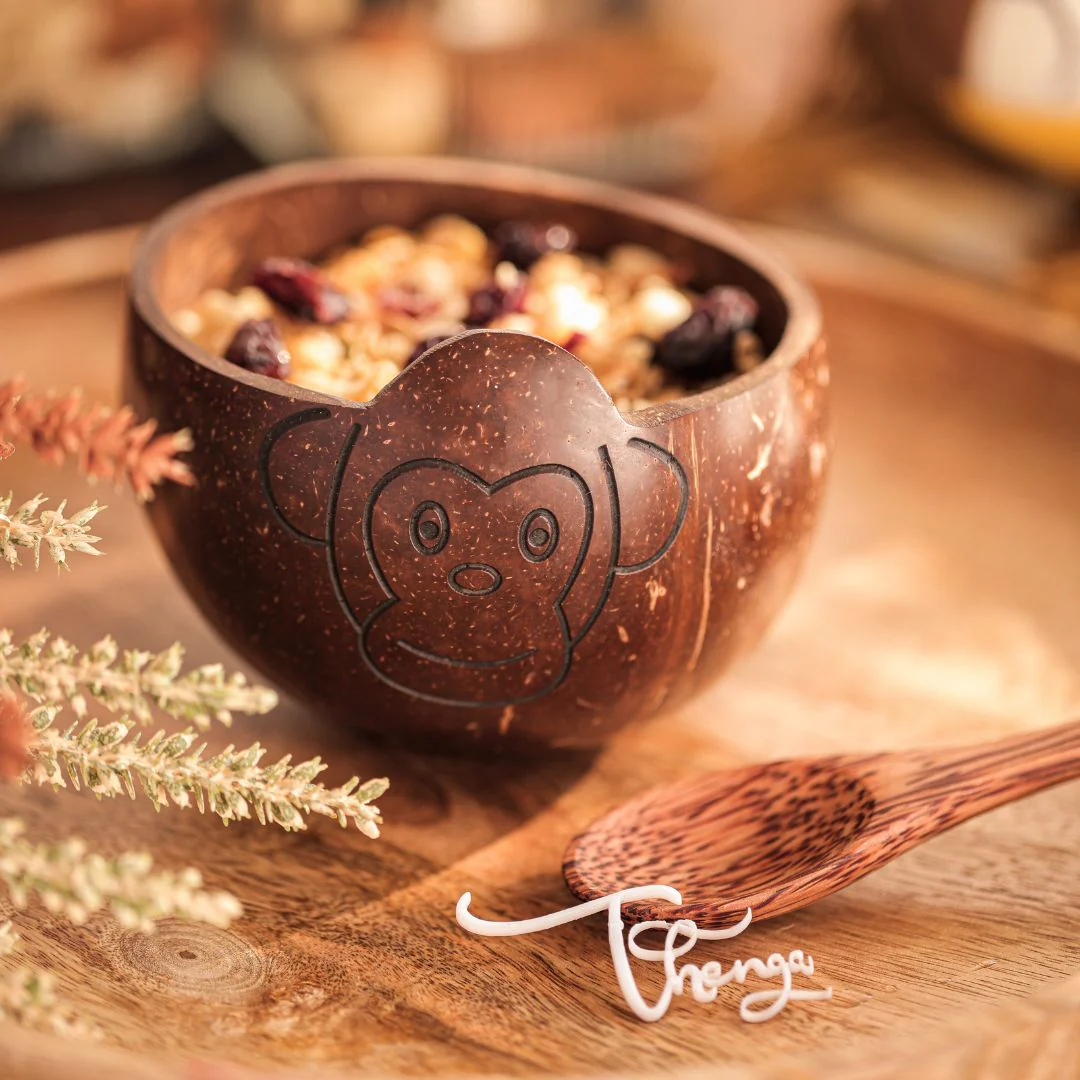 Coconut Shell Kids Serving Bowl | Animal Design - 350ml (Set of 1) - Image 2