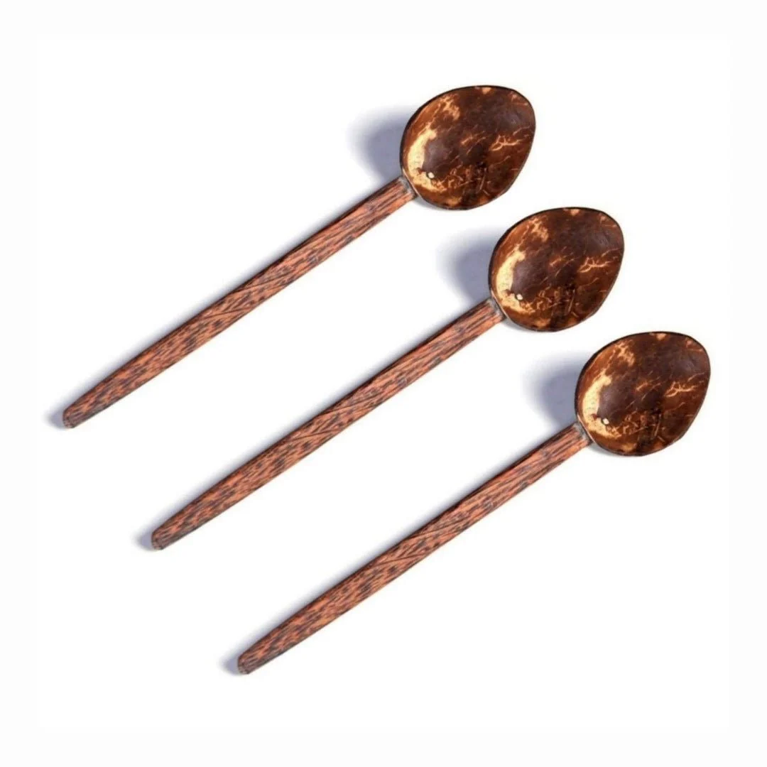 Coconut Shell Large Cooking Spoon Sets for Serving (Set of 3) - Image 3