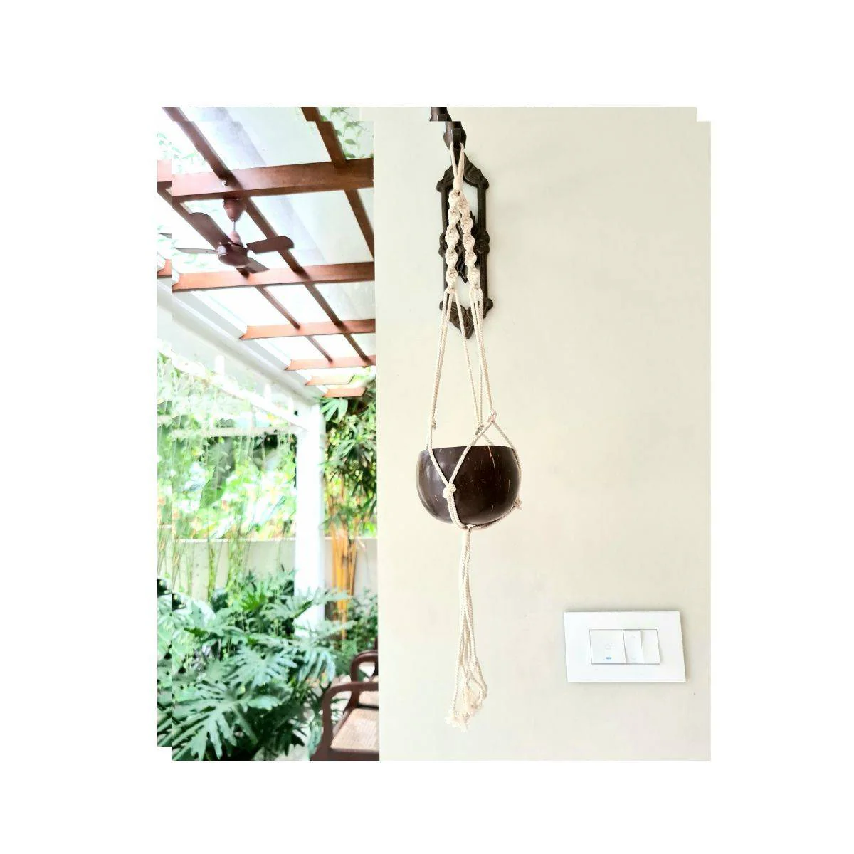 Coconut Shell Macrame Plant Hanger & Pot for Indoor & Outdoors - Image 4