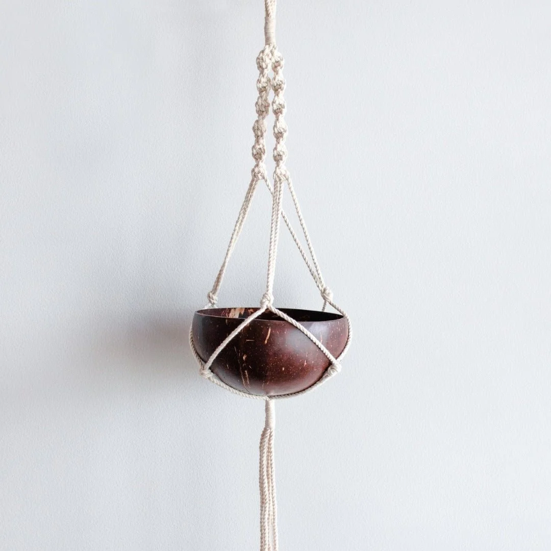 Coconut Shell Macrame Plant Hanger & Pot for Indoor & Outdoors - Image 5