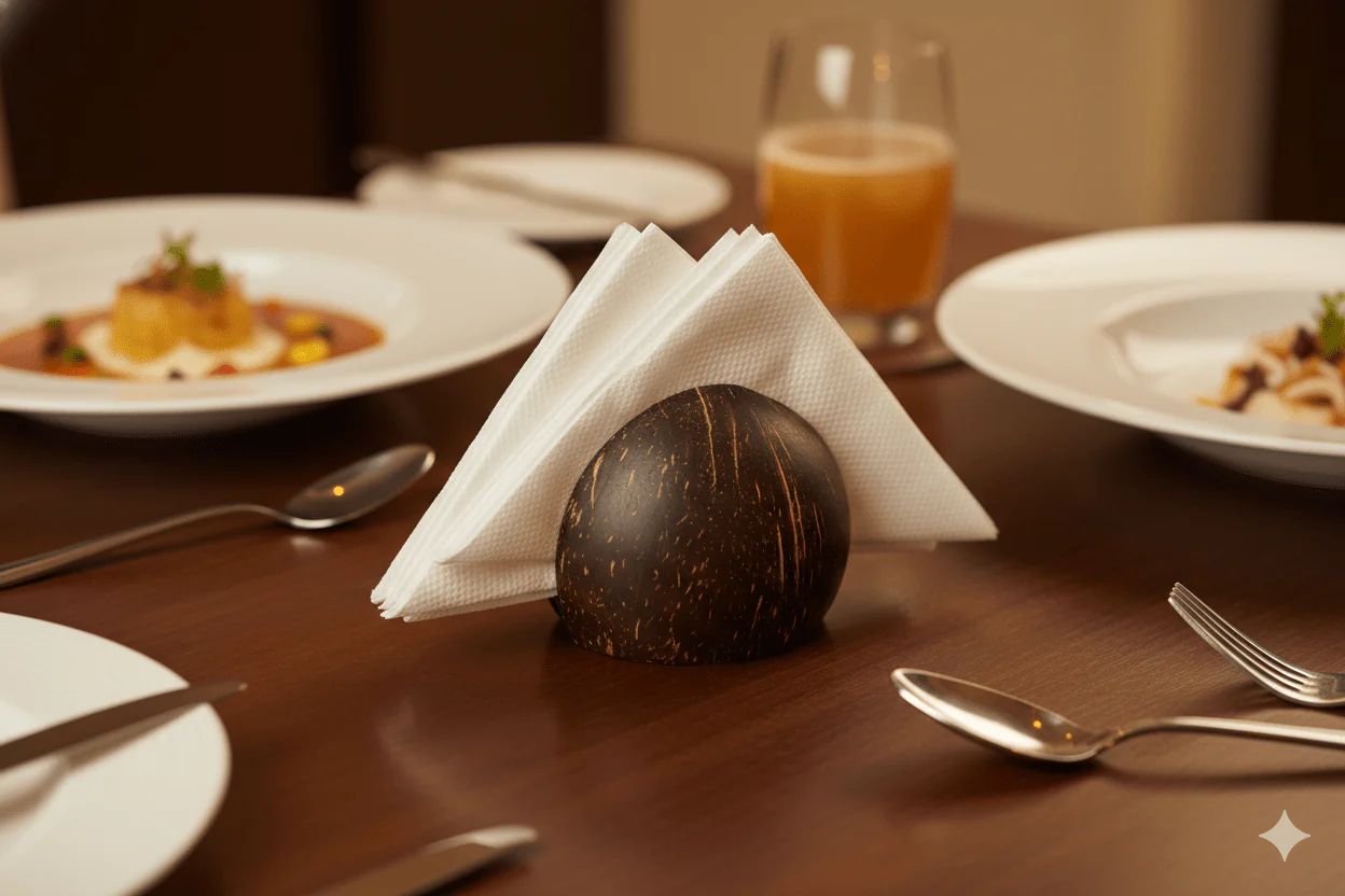 Handcrafted Coconut Shell Table Tissue Holder – Eco-Friendly Decor - Image 4