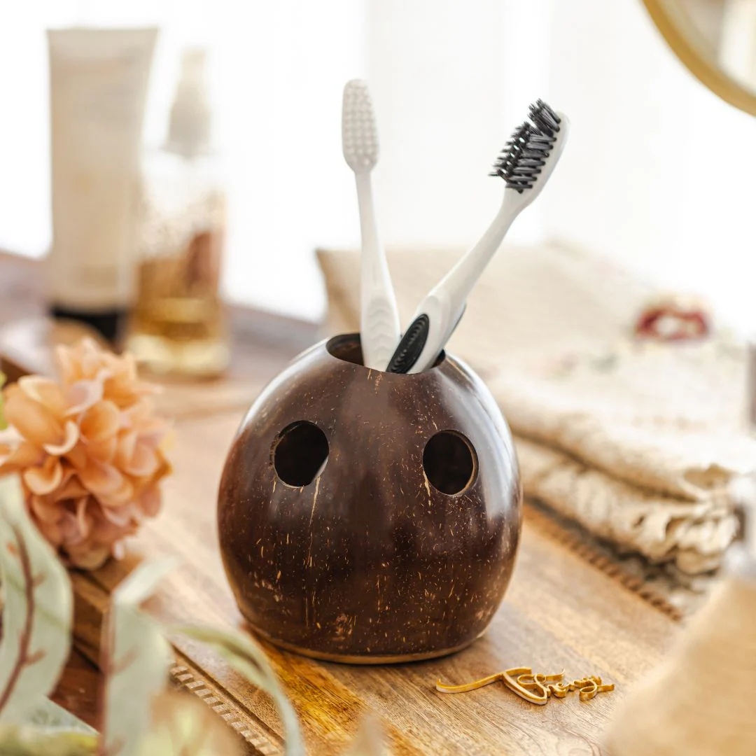Coconut Shell Toothbrush Holder | Eco-Friendly (Set of 1) - Image 3
