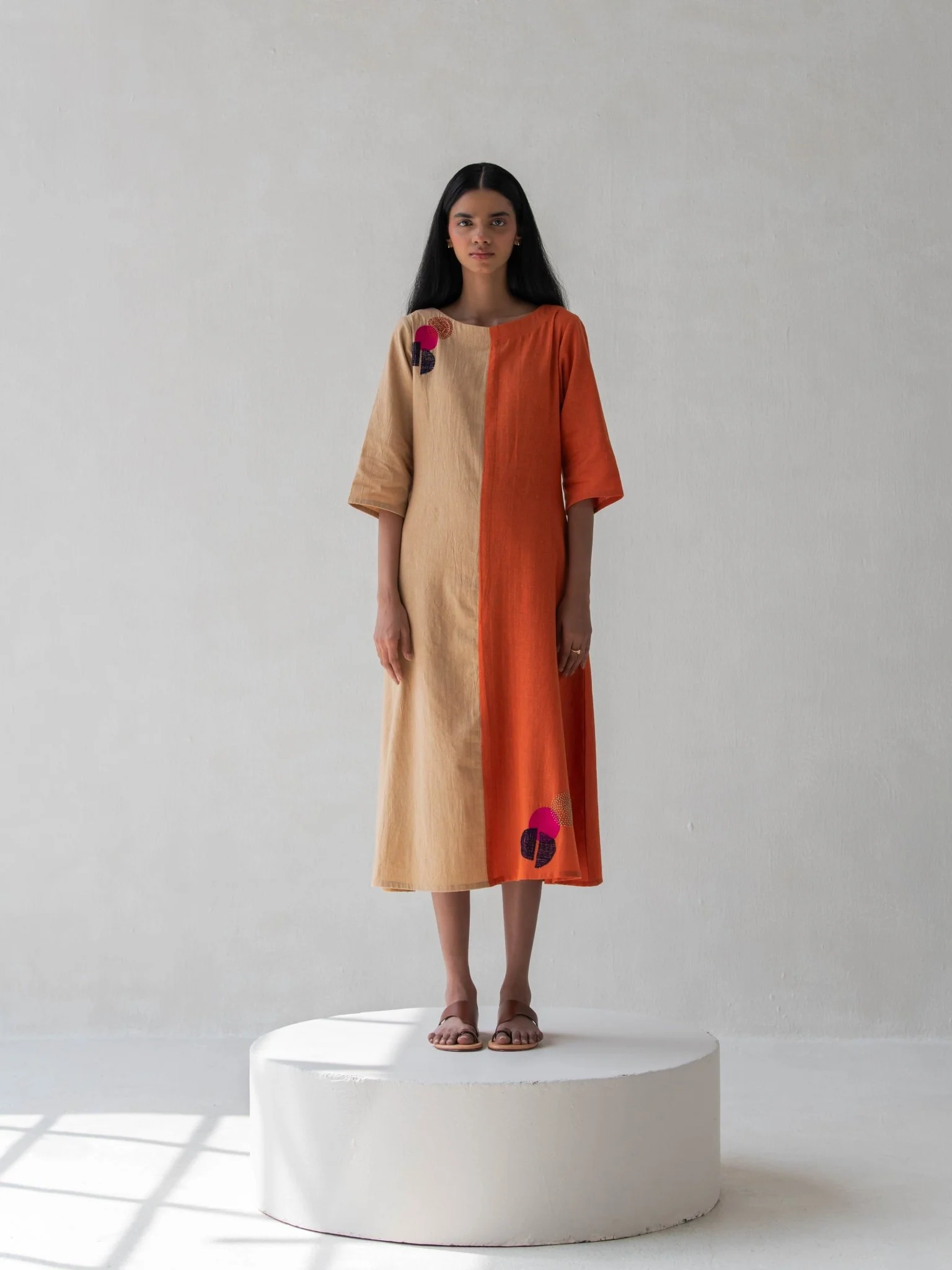 Color-Block Dress | Stylish Cotton Dress for Women - Image 2