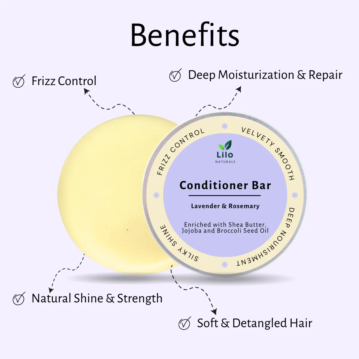 Solid Conditioner Bar for Dry & Frizzy Hair | With Broccoli Seed Oil - Image 2