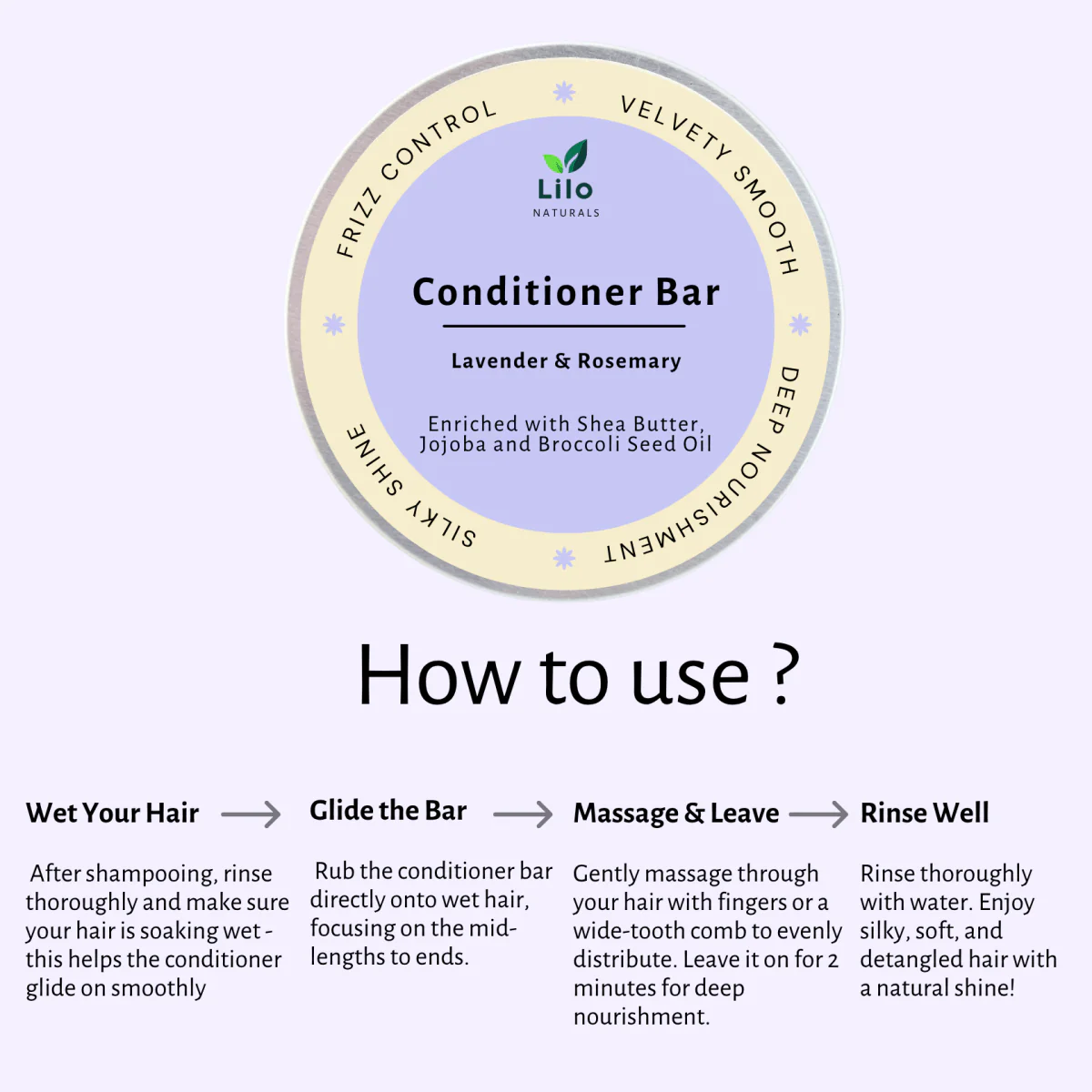 Solid Conditioner Bar for Dry & Frizzy Hair | With Broccoli Seed Oil - Image 3