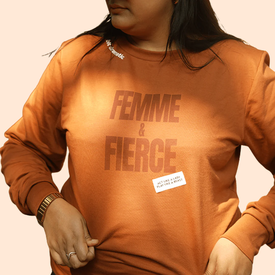 Femme & Fierce Brown Sweatshirt | Cozy Women’s Cotton Fleece Wear - Image 4