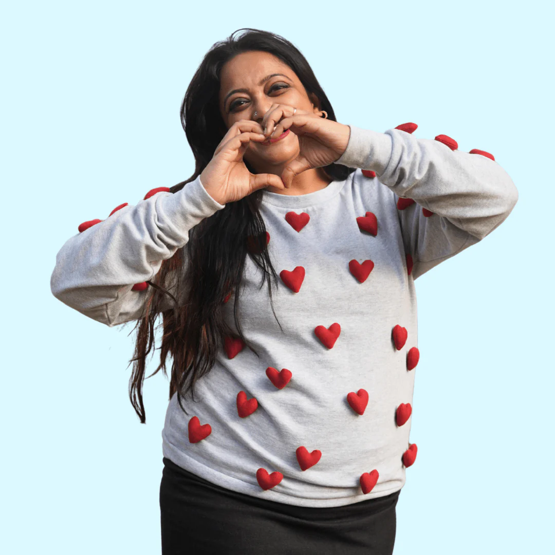 All Hearts Grey Sweatshirt | Cozy Unisex Cotton Fleece Sweatshirt - Image 3